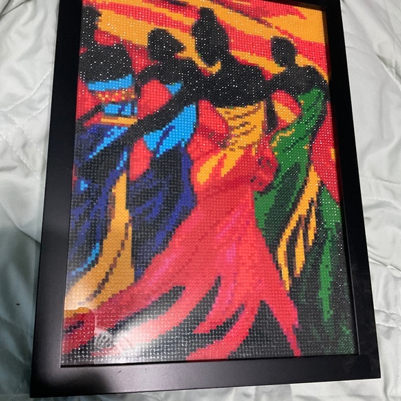 Framed diamond artwork - African dancers in vibrant colors